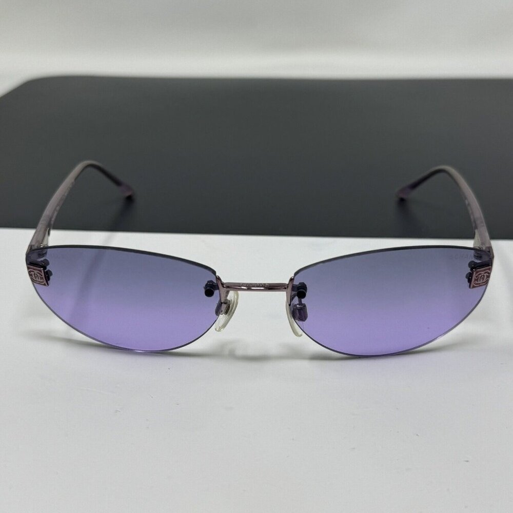 Vintage CHANEL Rimless Sunglasses 4069 C.225/90 Excellent Condition Pink Purple